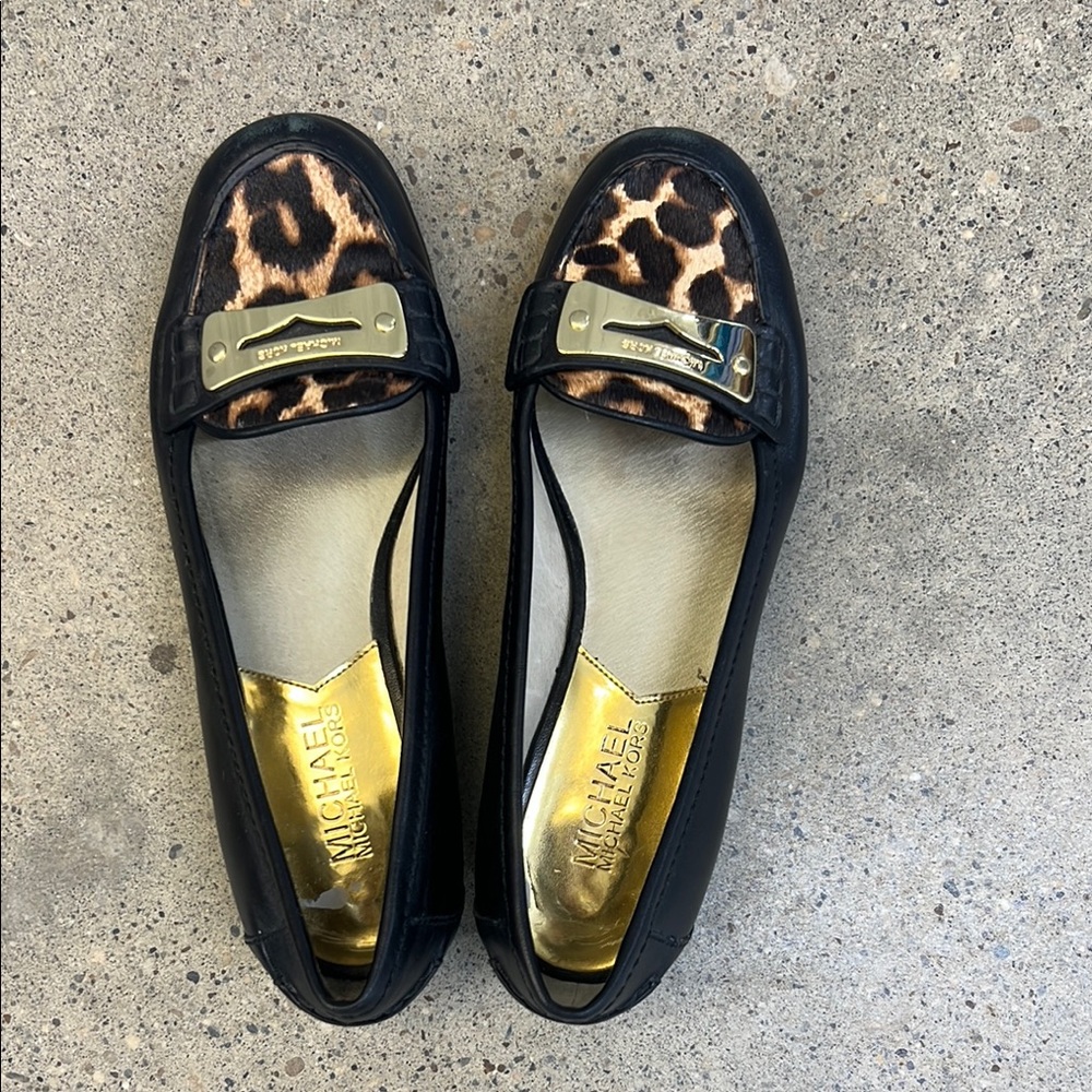 Michael Kors Black Flats with Metallic Accents